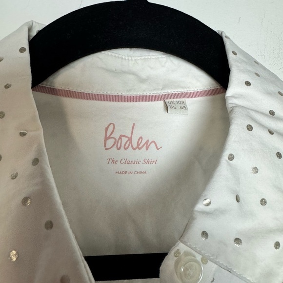 Boden The Classic Shirt White Button-Up with Silver Dots - Picture 5 of 6